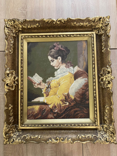 Cross-stitch The girl with her book
